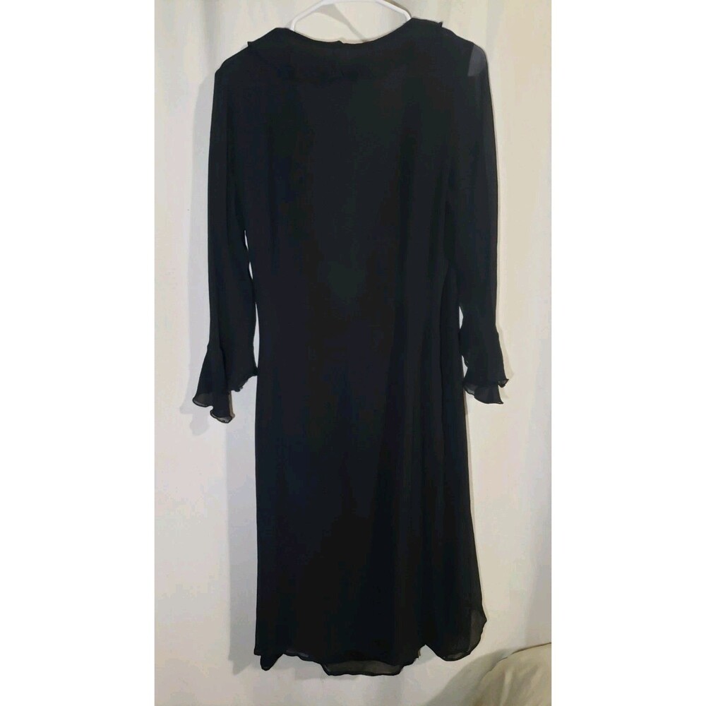 Vintage Les Copains 100% Silk Dress Made In Italy Size IT 44 (US 8) Ruffle Black - Picture 9 of 11